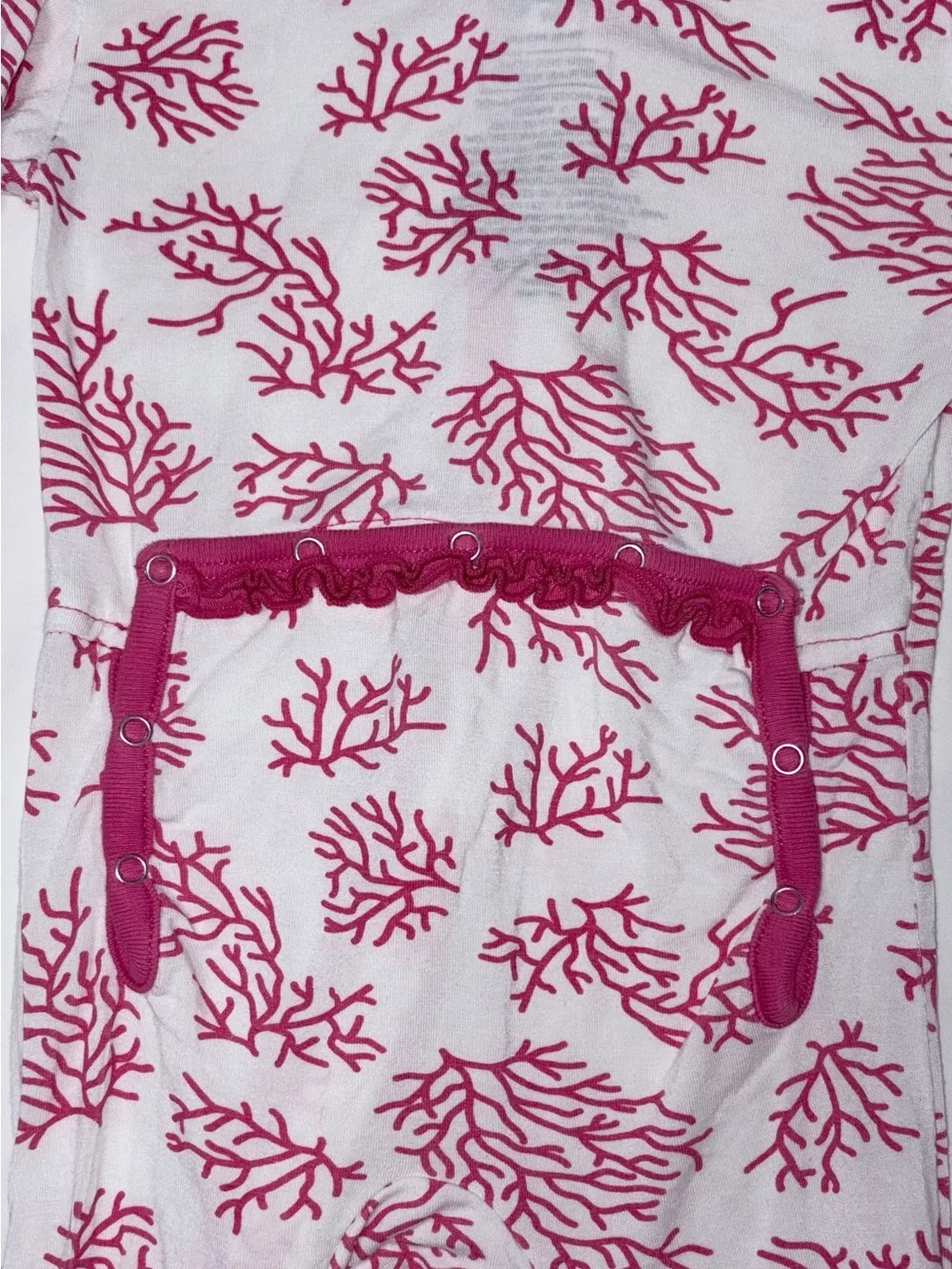 Kickee Pants pink and white sleeper with drop seat sz 12-18 months EUC